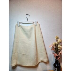 Fendi Maglia Wool A-Line Skirt Cream Ivory Made in Italy IT 42 USA 8 Lined